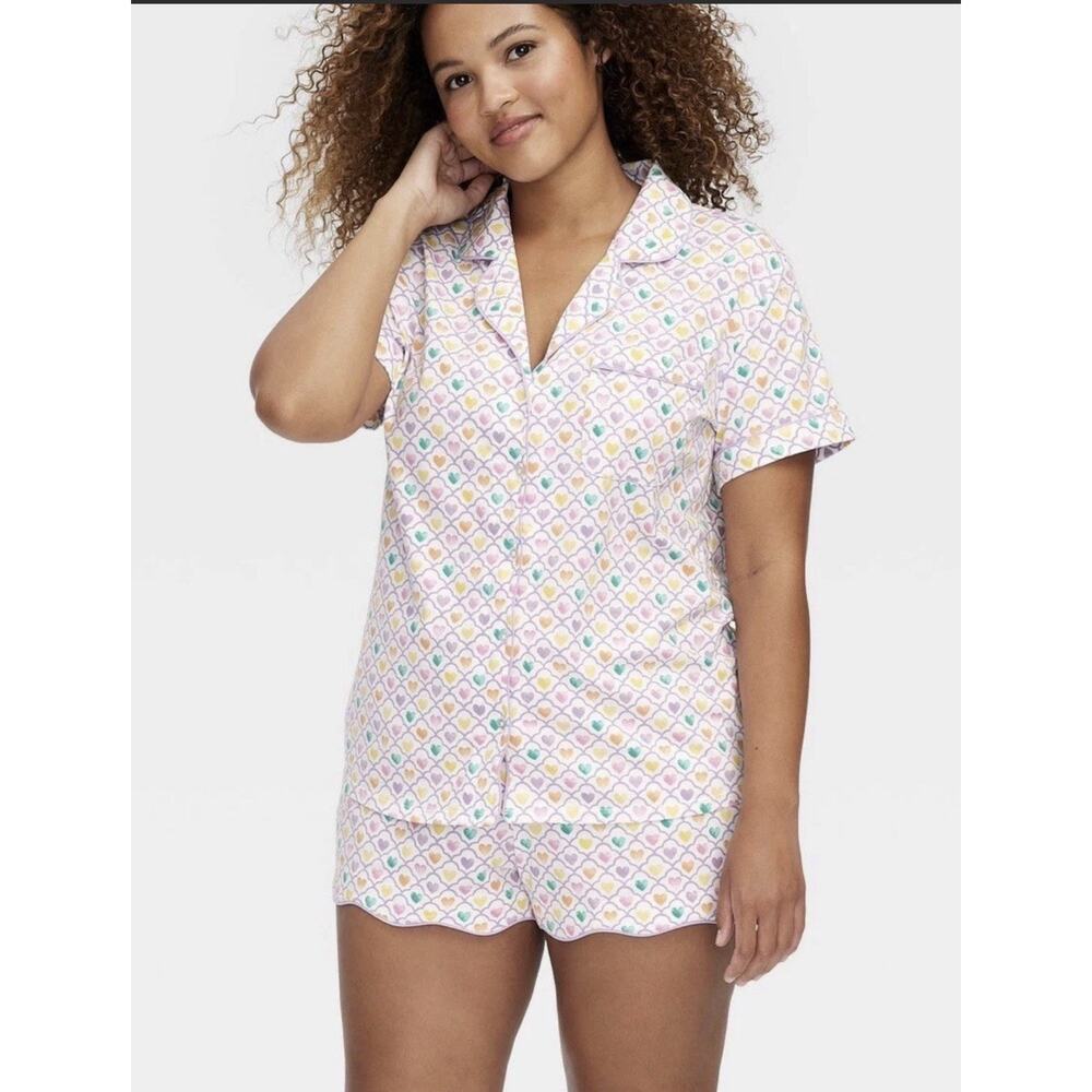 Roller Rabbit x Target Geo Hearts Short Sleeves Shorts Pajama Set XL